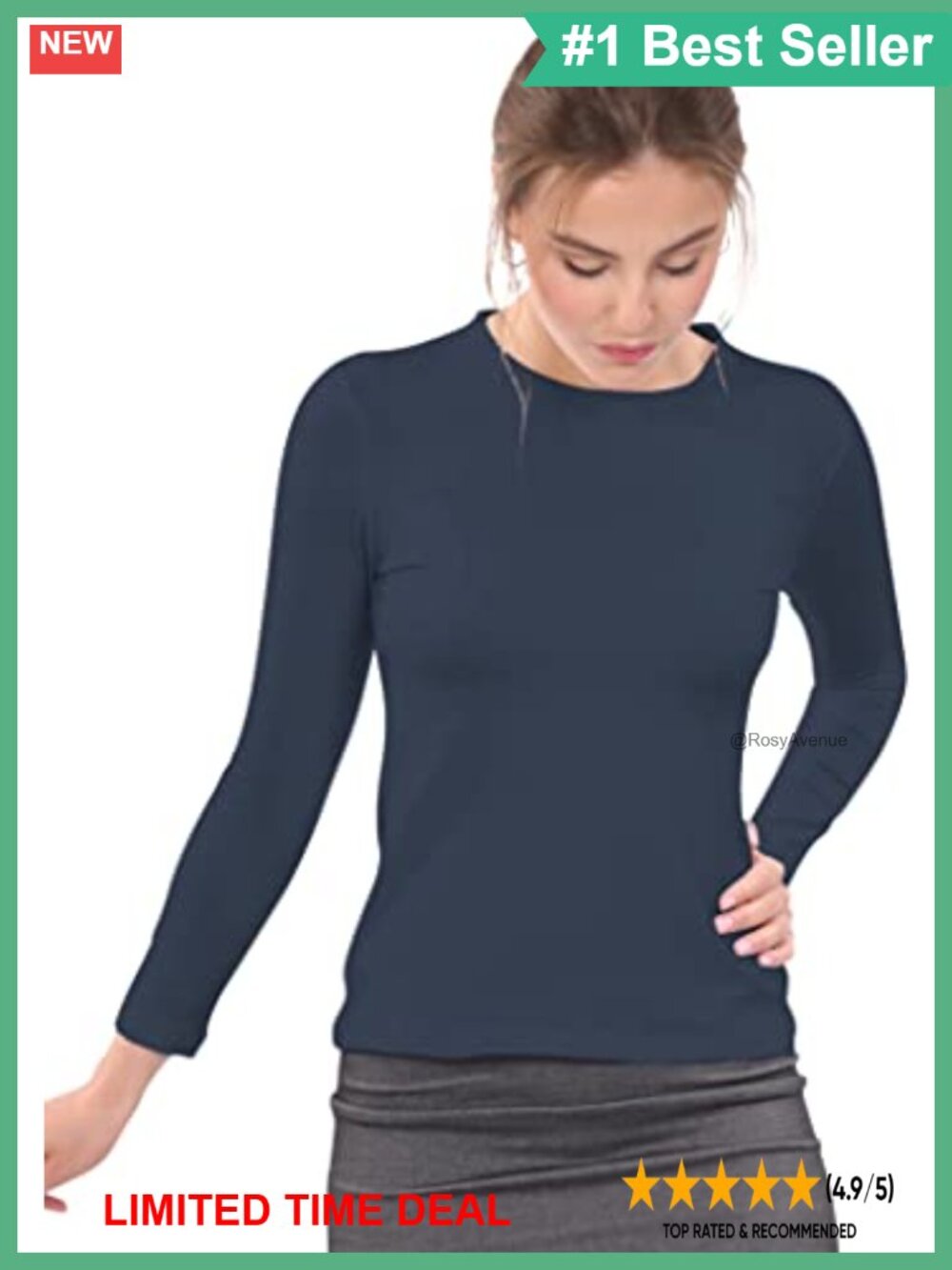 Women's Modest Long Sleeve Crew Neck Layering Top